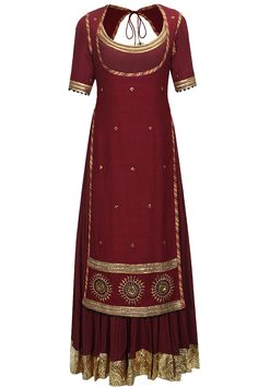 Brick red crushed anarkali set with embroidered chola available only at Pernia's Pop-Up Shop. Lehenga Styling, Indian Suit, Indian Bride Outfits, Indian Designer Suits, Traditional Indian Outfits