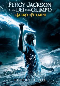 a movie poster with a child in the water holding up a lightening rod and lightning