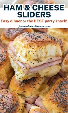 ham and cheese sliders with text overlay