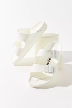 Birkenstock Arizona EVA Sandal | Urban Outfitters Birkenstock White, Orange Fits, Boho Sandals, Bridal Sandals, White Sandals