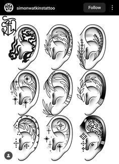 an image of different types of ear tattoos on a cell phone screen, with the text below