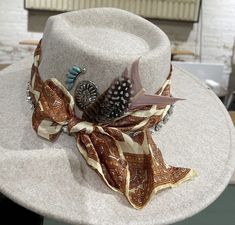 How To Decorate Wide Brim Hat, Cowboy Hat Design, Diy Hats, Band Ideas