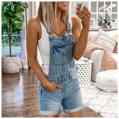 Women's Washed Denim Jeans Shorts Overalls Dungarees | eBay Cute Everyday Outfits Summer, Overalls 2023, Cute Bike, Women Overalls, Womens Denim Jumpsuit, Womens Denim Overalls, Playsuits Outfit, Denim Style Casual, Denim Overall Shorts