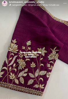 Kardhana Maggam Works, Red Blouse Design, Magenta Blouse, Classy Blouses, Cutwork Blouse, Blouses Designs, Half Saree Lehenga, Blouse Ideas