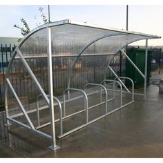 a metal guard rail on the side of a building