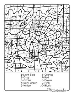 the color by number coloring page for children