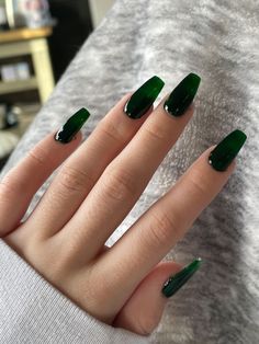 Green Acrylic Nails, Dark Green Nails, Homecoming Nails Acrylic, Grunge Nails, Jelly Nails, Homecoming Nails, Prom Nails