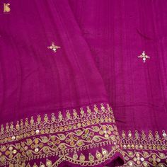 Category - Pure Tussar Silk Saree Khinkhwab brings you an exclusive Khaas-e-khinkhwab range that will make you fall in love with it. Fabric - Pure Tussar Silk Craft -Hand Embroidery Color – Purple Blouse – Plain with border Length – Saree 5.5 meters and Blouse 1 meter Note- There may be slight color variations due to photographic reasons. This is a hand-woven product, and any irregularities in the weaving or pattern should not be considered a defect. These irregularities make every handloom piec Bollywood Style Raw Silk Traditional Wear With Gota Work, Designer Raw Silk Traditional Wear With Zari Work, Designer Traditional Wear With Zari Work In Raw Silk, Bollywood Style Embroidered Raw Silk With Gota Work, Bollywood Style Raw Silk Fabric With Gota Work, Festive Tussar Silk Sharara With Embroidery, Unstitched Dola Silk Suit With Gota Work, Traditional Tussar Silk Wear With Gota Work, Tussar Silk Traditional Wear With Dori Work For Diwali