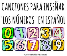 the spanish alphabet with numbers and letters for each letter, which are in different colors