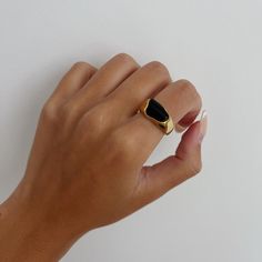 Gemstone Ring, Statement Ring Irregular Chunky Gemstone Ring, Agate Ring, 18k Gold Filled Ring, Natural Gemstone Ring, Thick Gold Band Agate - Etsy Minimalist Gold Onyx Ring, Elegant Agate Open Ring, Gold Onyx Ring As A Gift, Gold Onyx Ring Perfect As A Gift, Gold Onyx Ring Perfect For Gifts, Handmade Gold Agate Ring, Modern Agate Ring Jewelry, Thick Gold Band, Natural Gemstone Ring