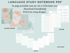 language learning notebook PDF printable Language Journal