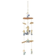 a wind chime with sea animals hanging from it's sides