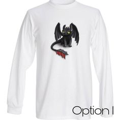 a white shirt with a black dragon on it