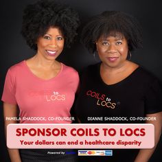 two women standing next to each other with the caption sponsor coils to locks