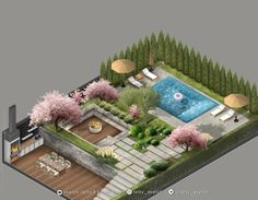 an aerial view of a house with a pool and patio area in the middle of it