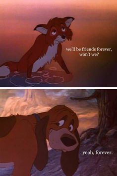 the fox and the hound from disney's animated movie, which is being shown in two