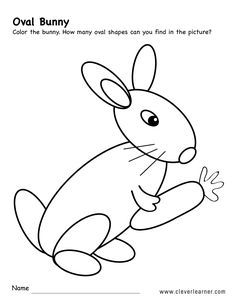 an animal coloring page with the words oval bunny on it and a cartoon rabbit sitting in