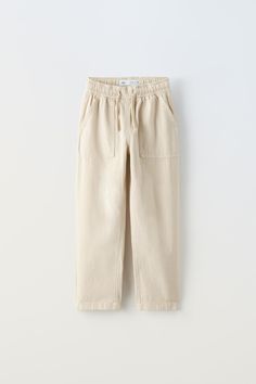 STRAIGHT LEG PANTS - Ecru | ZARA United States Zara Shopping, Pants For Boys, Embroidered Labels, Zara Basics, Comfortable Pants, Crochet Shirt, Zara Pants, Skorts, T-shirt Polos