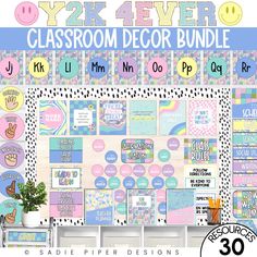 the classroom decor bundle includes posters and stickers