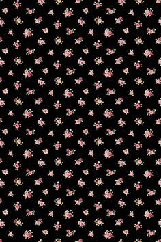 a black background with pink flowers and dots on the bottom right corner is an image of a flowery pattern