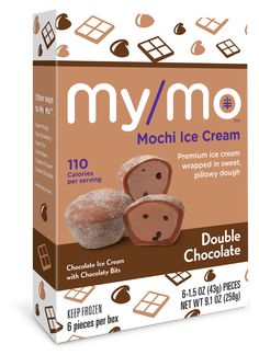 myymo mochi ice cream with double chocolate flavor, 6 4oz box