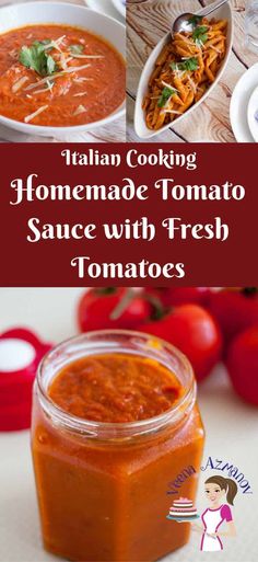 italian cooking homemade tomato sauce with fresh tomatoes