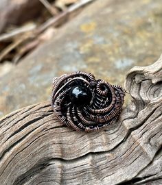 Wire Wrapped Copper and Black Onyx Ring. Size 9 1/2 Artisan Wire Wrapped Black Jewelry, Artisan Black Wire Wrapped Jewelry, Unique Black Spiral Jewelry, Artisan Black Cabochon Jewelry, Hand Wrapped Black Copper Jewelry, Black Hand Wrapped Round Jewelry, Black Round Copper Jewelry, Black Copper Round Jewelry, Artisan Black Round Ring