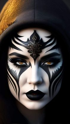 Dark Fantasy Makeup, Crow Witch, Demon Makeup, Face Art Makeup, Halloween Makeup Inspiration