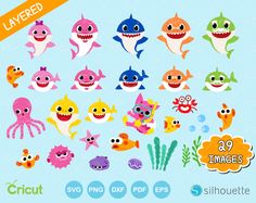 Baby Shark clipart bundle, Shark Family SVG cutting files for Cricut / Silhouette, instant download Baby Shark Clipart, Baby Shark Svg, Shark Clipart, Shark Png, Shark Svg, Toy Money, Shark Themed Birthday Party, Diy Birthday Banner, Shark Family