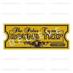 the polar line round trip sticker is yellow and black with white lettering on it