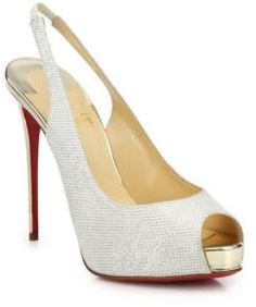 Christian Louboutin Private Number Glitter Slingback Pumps, wedding shoes http://www.shopstyle.com/action/loadRetailerProductPage?id=479336700&pid=uid7609-25959603-56 Christian Louboutin Shoes Saks, Christian Louboutin Shoes Saks Fifth Avenue, White High Heel Shoes, Christian Louboutin Heels Outfit, Beautiful Wedding Shoes, Designer Wedding Shoes, Christian Louboutin Outlet, White High Heels, Glitter Pumps