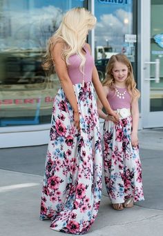 Every momma and her little girl need this fabulous maxi dress with a tank top and floral skirt. Casual chic for the Mommy & Daughter date. Made with a polyester blend and comes in 4 fun patterns from which to choose. Save 20% if buying a 2 or More daughter dresses using code: Momma&Me at checkout Mommy Daughter Dates, Bohemian Floral Dress, Daughter Outfits, Trendy Tank Tops, Mother Daughter Dresses Matching, Cute Maxi Dress, Mother Daughter Outfits, Mother Daughter Dress, Mommy And Me Dresses