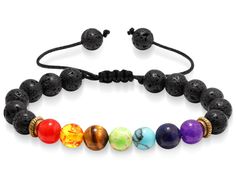 PRICES MAY VARY. 7 Chakra Natural Stone Healing Bracelets: The lava rock bracelet is made of 7 different natural stones, each representing a different chakra. These stones are believed to have healing properties and can help balance your chakras. The bracelet is also designed with a stretchy cord, making it easy to wear and fit for most wrist sizes. Anxiety Relief and Stress Relief: The lava rock bracelet is not only beautiful but also has therapeutic benefits. The natural stones are known for t Braided Rope Bracelet, Lava Rock Bracelet, Rope Bracelets, Bracelets Bangle, Chakra Yoga, Stone Healing, 7 Chakra, Braided Rope, Tiger Eye Beads