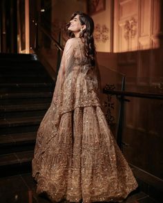 Kritika Khurana Wedding, Kritika Khurana, Dripping In Gold, Golden Gown, Sabyasachi Bride, Sangeet Outfit, Best Designer Dresses, Green Lehenga, Boho Girl