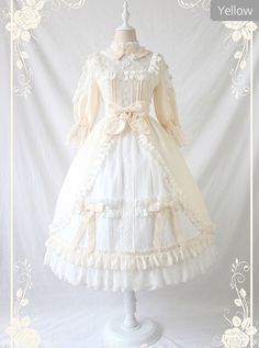 Sleeping Teresa Series Wedding Dress Classic Lolita Half Sleeve Dress Elegant Cream Dress With Attached Cancan, Princess Style Victorian Dress With Ruffles, Marie Antoinette Style White Dress For Costume Party, White Victorian Princess Dress For Costume Party, Victorian White Ball Gown Dress, Victorian White Ball Gown, White Victorian Ball Gown Dresses, White Marie Antoinette Style Fancy Dress, White Vintage Victorian Dress For Fancy Dress