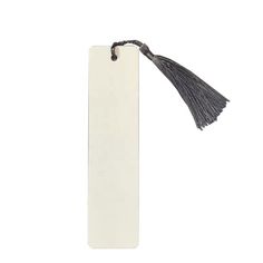 a white bookmark with a tassel hanging from it's side on a white background