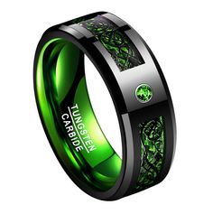 PRICES MAY VARY. Tungsten carbide ring with unique celtic dragon pattern, green / blue carbon fiber and cz inlay, 8mm width. Comfort Fit interior makes it easy to get on/off and wear all day long. Tungsten rings are water-proof, scratchproof and hypoallergenic, you can wear it daily and don't need to worry about damages and allergies. Suitable for wearing as a wedding ring, engagement ring, promise ring or a daily decoration. Ideal gift for Birthday, Anniversary, Valentine's Day, Thanksgiving or Christmas, etc. 30 Days Free Exchange or Money Back. We recommend you go to your local jewellers or use professional tools to get the accurate ring size to avoid unnecessary returns or exchanges that could affect your shopping experience. TUNGSTORY

 TUNGSTORY is an international jeweler specializi Green Tungsten Ring, Green Carbon Fiber, Carbon Fiber Rings, Comfort Fit Wedding Band, Celtic Dragon, Tungsten Carbide Wedding Bands, Celtic Wedding Rings, Dragon Ring, Tungsten Carbide Rings