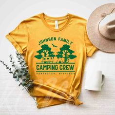 This custom camping shirt can be personalized to make the perfect matching camping shirt for any family or friend group this summer! Reach out to customize shirt colors and graphic colors as well! Please note that youth and toddler size shirt colors are limited. Please reach out to check our current availability in these sizes. Thank you! FREE SHIPPING All items are made to order and there are no returns on merchandise. Please be sure to double check your order before placement, and see sizing c Glamping Shirts, Scary Movie Shirts, Yellowstone T Shirts, Counselor Shirt, Friday The 13th Jason, Bachelor Party Shirts, Camp Crystal Lake, National Park Shirt, Horror Movie Shirts