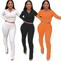 Fashion Dew Waist Jacket Split Pants 2 Piece Suit Fitted Sets For Winter Streetwear, Fitted Winter Streetwear Sets, Fitted Sets For Fall Streetwear, Sweatpant Outfits, Jumpsuit Outfit Casual, Split Pants, Jumpsuit Outfits, Waist Jacket, Jumpsuit Outfit