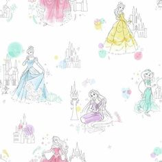 Disney Princess Pretty Elegant Wallpaper Dunia Disney, Elegant Wallpaper, Princess Wallpaper, York Wallpaper, W Wallpaper, Disney Princess Wallpaper, Kids Wall Decor, York Wallcoverings, Pinturas Disney