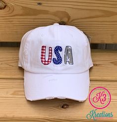 Brand: KBETHOS Show your patriot spirit with this USA gingham, dots and stars white distressed cap. Perfect for July 4th festivities! Adjustable buckle closure. Patriotic Hats, Distressed Cap, Usa Patriotic, Lexington Ky, Ball Cap, July 4th, Trucker Cap, Memorial Day, Independence Day