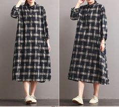 dresses women summer check dresses Shirt Collar Design, Womens Clothing Websites, Cotton Linen Dresses, Over 50 Womens Fashion, Fashion Marketing, Dress Shoes Womens, Dresses Summer, Long Sleeve Plaid, Women Long Dresses