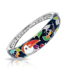 Give your lovebird something special with Love Toucan from Belle Etoile. A playful toucan, brought to life with vivid hand-painted enamels and dazzling stones, lends your love wings on a whimsical heart-shaped sterling silver setting. BB-30148-02 Dimensions: 17mm height Multicolor Bird Design Jewelry, Enamel Jewelry With Bird Design For Gifts, Bird Design Enamel Jewelry Gift, Multicolor Enamel Jewelry With Black Details, Whimsical Heart, Black Bangle, Diamond Jewelry Store, Fine Diamond Jewelry, Love Birds