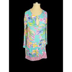 Shoreline Women's Long Sleeve Sheath Beachy Nwt Dress Size S/M. Great Turquoise Color With Tropic, Beachy, Pattern. Keyhole Opening In Front Long Sleeve Dress For Brunch And Vacation, Long Sleeve Dresses For Brunch On Vacation, Long Sleeve Dress For Brunch On Vacation, Multicolor Long Sleeve Vacation Dresses, Long Sleeve Multicolor Dresses For Vacation, Blue Long Sleeve Vacation Dress, Blue Long Sleeve Dress For Vacation, Printed Shift Mini Dress For Vacation, Green Shift Mini Dress For Beach