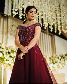 Purple Gown Indian, Gowns Dresses Party Wear, Engagement Dress For Bride Indian, Christian Wedding Dress, Gown Patterns, Gown Dress Party Wear, Party Dress Inspiration, Purple Gown, Gown Indian