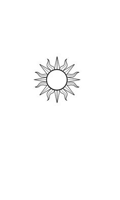 a black and white drawing of a sun in the middle of it's frame