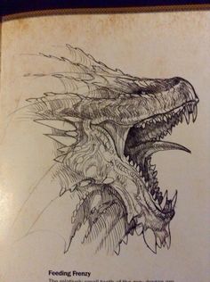 a drawing of a dragon's head with the words feeding fenny on it