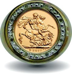 a gold coin with an image of a man riding a horse on the back of it