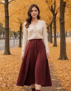 Cream Skirt Outfit, Outfit Ideas Cardigans, Midi Skirt Outfit Fall, Midi Skirt Outfit Winter, Modest Fashion Fall, Knit Cardigan Outfit, Knit Skirt Outfit, Skirt Outfit Fall, Cream Knit Cardigan