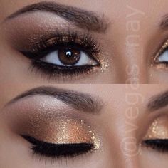 Gold and neutral eye shadow ! Naomi @ vegas_nay Neutral Eye Shadow, Neutral Eye Makeup, Smokey Eye For Brown Eyes, Sweet Summertime, Makeup Tattoos, I Love Makeup, Beauty Ideas, Holiday Looks